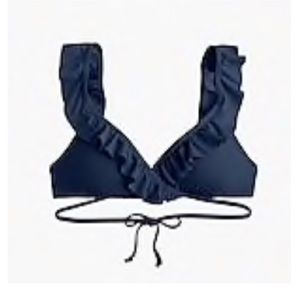 Navy Ruffle Wrap Bikini Top